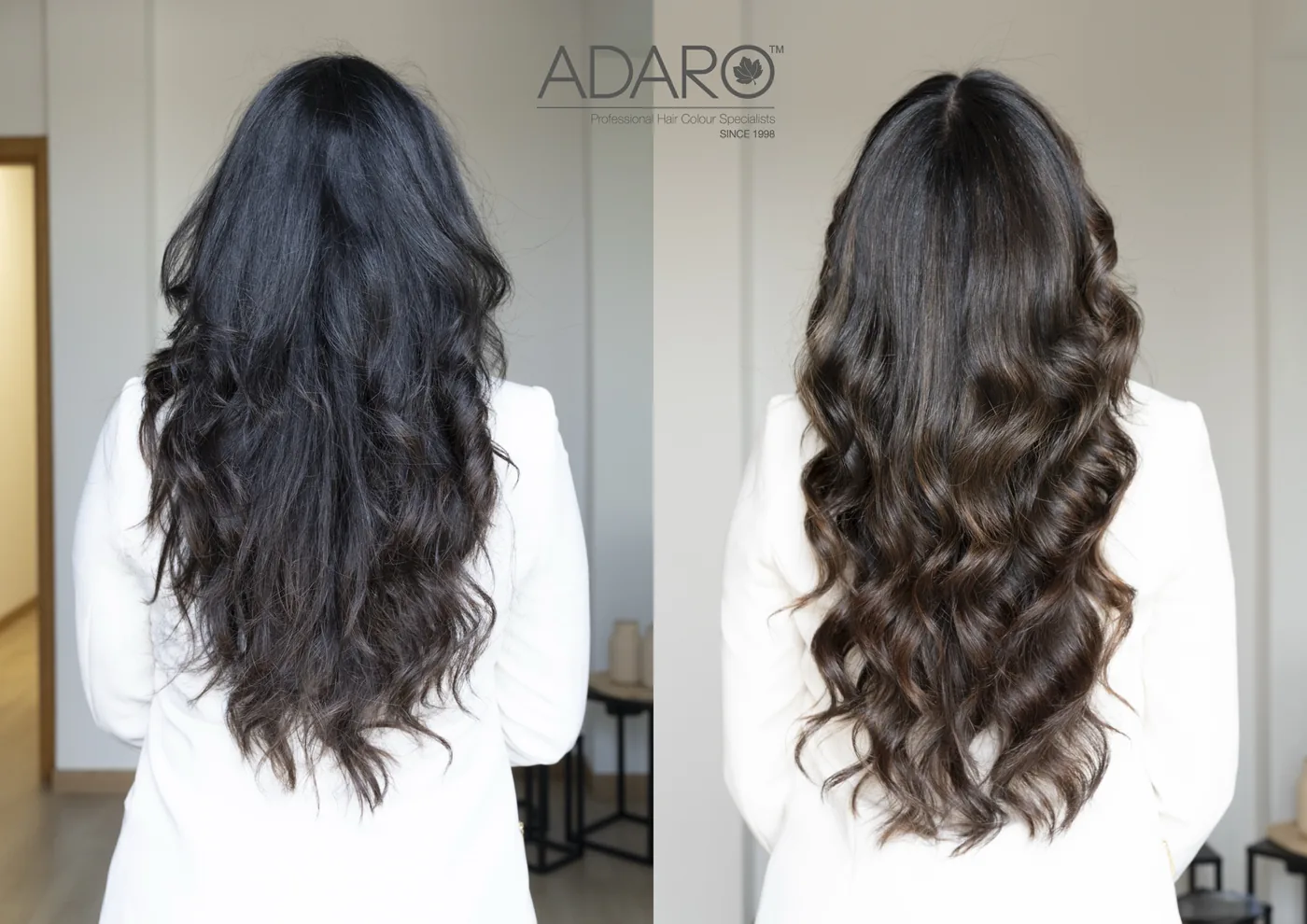 Dark hair, before and after